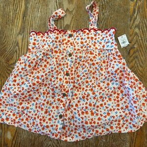Old Navy Girls 5T red white and blue flower top